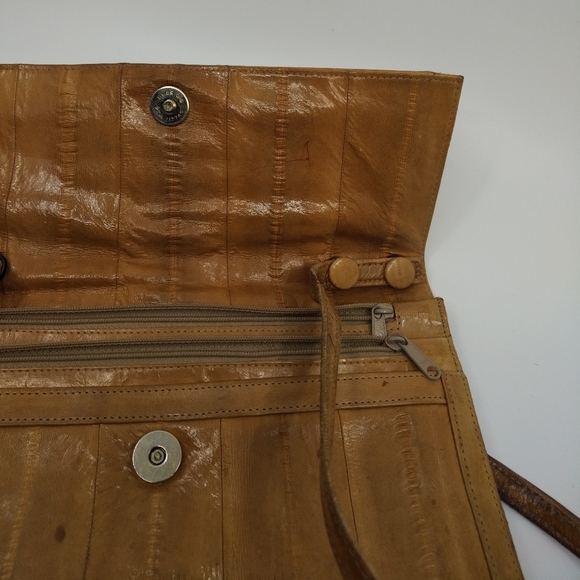 Vintage Eelskin Convertible Shoulder Bag Clutch Purse - Picture 8 of 12